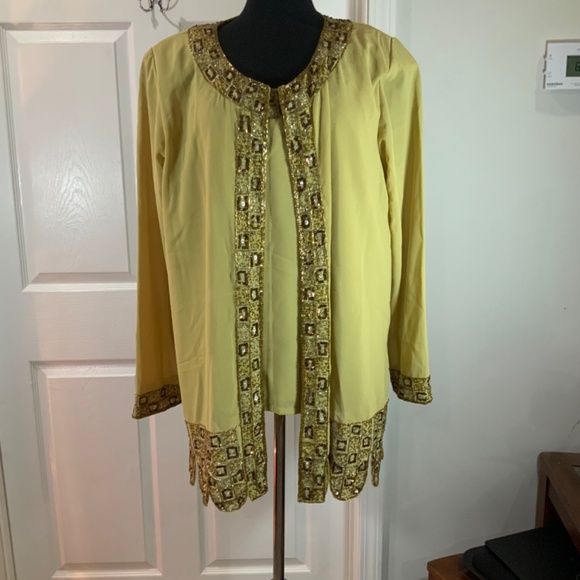 Midnight Velvet Sequin Y2K Gold Beaded Vintage 2 Piece Jacket Size XL - Picture 10 of 10